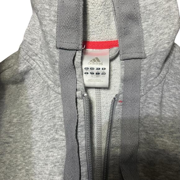 Adidas Gray Slim Fit Zip Up Hoodie size Large - Picture 3 of 4